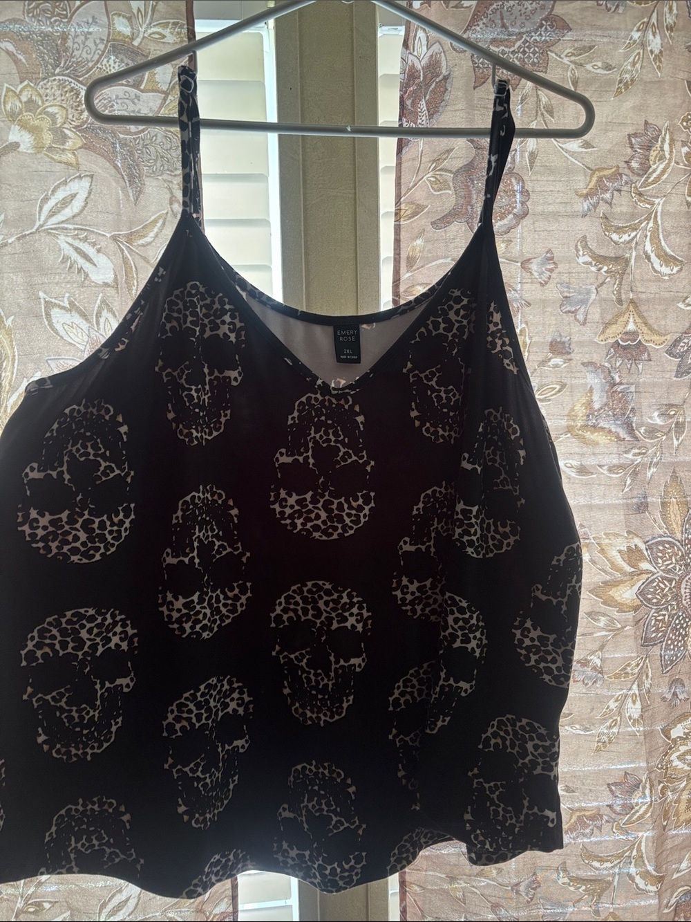 Black Skull Print Cami Tank Top | Cheetah Print Skull Tank | Flowy Tank